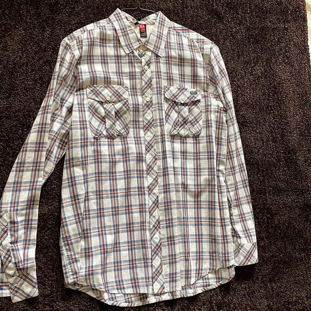 Men’s long sleeve plaid RVCA shirt
